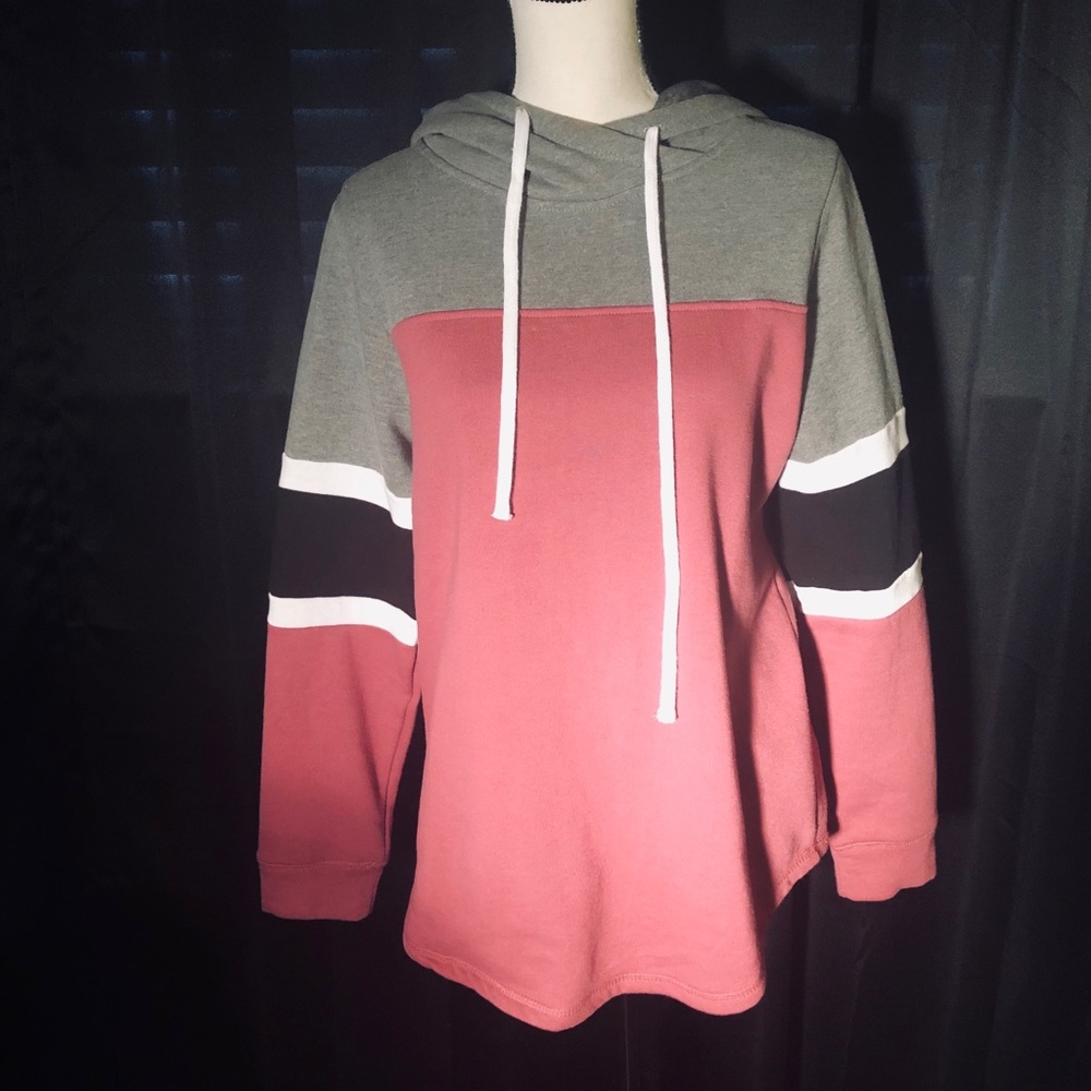 Color Block Hooded Top